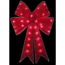 Home Accents Holiday 24 in. Pre-Lit Red Tinsel Bow