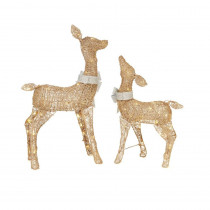 Home Accents Holiday 36 in. LED Lighted Gold PVC Deer and 28 in. LED Lighted Gold PVC Doe