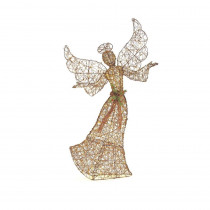 Home Accents Holiday 70 in. LED Lighted Brown Grapevine Angel with Open Arms