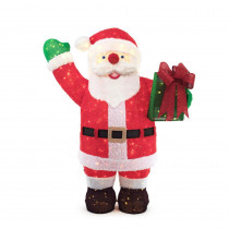 Home Accents Holiday 84IN 400L LED GIANT FUZZY TINSEL SANTA WITH GIFT BOX