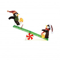Home Accents Holiday 48 in. LED Lighted Tinsel Penguins on Seesaw