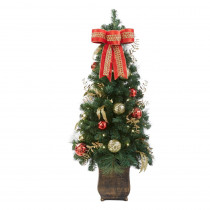 Home Accents Holiday 4 ft. Pre-Lit New Plaza Potted Artificial Christmas Tree with 50 Lights
