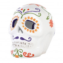 Home Accents Holiday 14.37 in. Terra Cotta Skull with Moustache Luminary