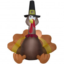 Home Accents Holiday 4.99 ft. Pre-Lit Inflatable Pilgrim Turkey Got Turkey Airblown