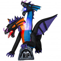 Home Accents Holiday 7.81 ft. Pre-Lit Inflatable Fire and Ice 2-Headed Dragon with Flaming Mouth (BBG/RRPm) Airblown