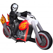 Home Accents Holiday 6.99 ft. Width Pre-Lit Inflatable Reaper Motorcycle Scene Airblown