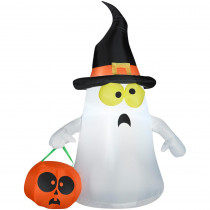 Home Accents Holiday 3.51 ft. Pre-Lit Inflatable Ghost with Witch Hat Air blown