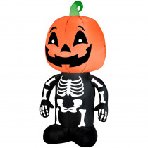Home Accents Holiday 3.51 ft. Pre-Lit Inflatable Pumpkin Boy Skeleton Air blown