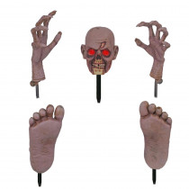 Home Accents Holiday 17 in. Zombie Ground Breaker with LED Illumination Including Head and Hands and Feet Set