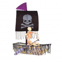 Home Accents Holiday 84 in. Pre-Lit LED Pirate Ship and Skeleton