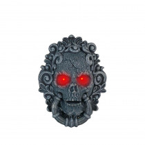 Home Accents Holiday 10 in. Animated Halloween Skull Door Bell with LED Illuminated Eyes