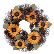 Home Accents Holiday 22 in. Harvest Pincecone Sunflower Wreath