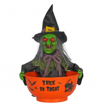 Home Accents Holiday 12 in. Witch Candy Bowl with LED Illumination