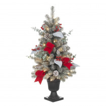 Home Accents Holiday 32 in. Pre-Lit Snowy Artificial Tree with 35 Clear UL Lights