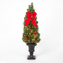Home Accents Holiday 4.5 ft. Pre-Lit LED Mixed Pine Potted Artificial Christmas Porch Tree with 500 Clear Lights
