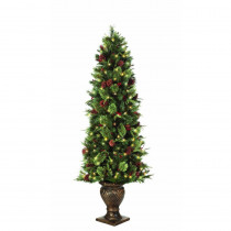 Home Accents Holiday 6.5 ft. Pre-Lit Potted Artificial Christmas Tree