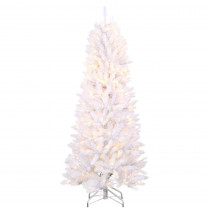 Home Accents Holiday 6 ft. Pre-Lit White Fraser Artificial Christmas Tree with Warm White and Multi-Color-Changing LED Lights
