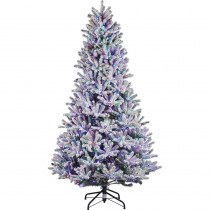 Home Accents Holiday 7.5 ft. Pre-Lit LED Starry-Light Warm White and Multi Flocked Fraser Artificial Christmas Tree