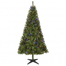 Home Accents Holiday 6.5 ft. Pre-Lit LED Festive Pine Artificial Christmas Tree with 250 Multi-Colored Lights