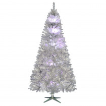 Home Accents Holiday 7.5 ft. Pre-Lit LED Nostalgia Vintage Aluminum Artificial Christmas Tree with 10 RGB Color-Changing Lights