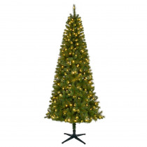 Home Accents Holiday 7.5 ft. Pre-Lit LED Wesley Slim Spruce Artificial Christmas Tree with 350 Color Changing Lights