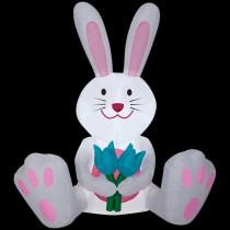 Home Accents 53.94 in. W x 26.77 in. D x 59.8 in. H Inflatable White Bunny Airblown
