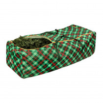 Honey-Can-Do Green and Red Plaid Rolling Artificial Tree Storage Bag for Trees up to 10 ft. Tall
