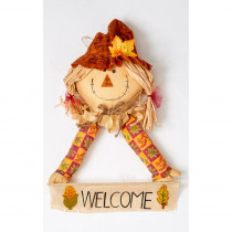 15 in. x 22 in. Hanging Girl Scarecrow Holding Sign