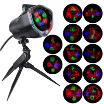 LightShow Multi-Color LED Whirl-A-Motion and Static Projection with 12-Changeble Slides
