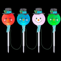 LightShow 25.20 in. Color Changing Snowman Pathway Stakes (Set of 4)