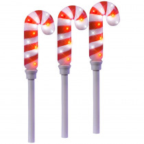 LightShow 21.26 in. Sparkle Candy Cane Pathway Stakes (Set of 3)