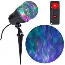 LightShow 4-Light Remote Control Projection Stake Multi-Color LED Super Bright Ghost Flame 15-Programs (GOPlW)