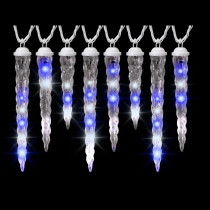 LightShow 8-Light Icy Blue/White Shooting Star Varied Size Icicle Light Set