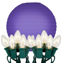 Lumabase 10 in. 10-Light Purple Paper Lantern String Lights