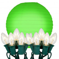 Lumabase 10 in. 10-Light Green Paper Lantern String Lights