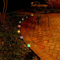 Lumabase 2.5 in. Round Solar Pathway Color Changing String Lights (8-Light)