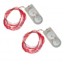 Lumabase 40-Light Mini Battery Operated Waterproof String Lights in Red (2-Count)