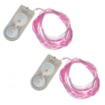 Lumabase 40-Light Mini Battery Operated Waterproof String Lights in Pink (2-Count)