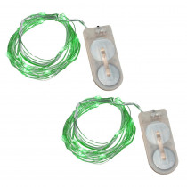 Lumabase 40-Light Mini Battery Operated Waterproof String Lights in Green (2-Count)