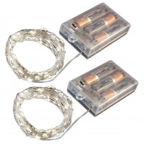 Lumabase Battery Operated LED Waterproof Mini String Lights with Timer (50ct) Cool White (Set of 2)