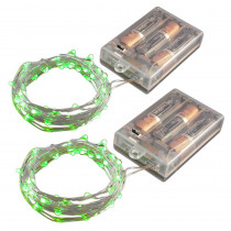 Lumabase Battery Operated LED Waterproof Mini String Lights with Timer (50ct) Green (Set of 2)