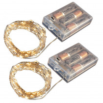 Lumabase Battery Operated LED Waterproof Mini String Lights with Timer (50ct) Amber (Set of 2)