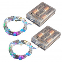 Lumabase Battery Operated LED Waterproof Mini String Lights with Timer (50ct) Multi Color (Set of 2)