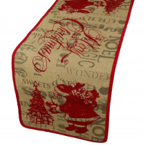Manor Luxe 36 in. H x 14 in. W Saint Nick Christmas with Printed Burlap Collection Table Runner