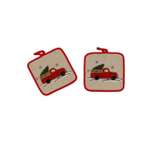 Manor Luxe 0.1 in. H x 8.5 in. W x 8.5 in. D Christmas Truck Potholders (Set of 2)
