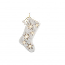 Manor Luxe 0.1 in. H x 20 in. L Polyester Snowflake Sequin Soft Plush Furry Light Up Christmas Stocking