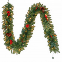Martha Stewart Living 9 ft. Pre-Lit Artificial Winslow Fir Christmas Garland with 190 Tips and 100 Clear Lights