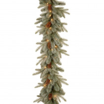 Martha Stewart Living 9 ft. Feel-Real Alaskan Spruce Artificial Garland with Pinecones and 50 Clear Lights