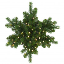 Martha Stewart Living 24 in. LED Pre-Lit Downswept Douglas Fir Snowflake Artificial Christmas Wreath