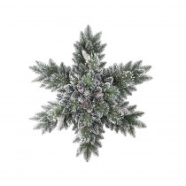 Martha Stewart Living 32 in. Sparkling Pine Artificial Snowflakes Swag with 35 Clear Lights